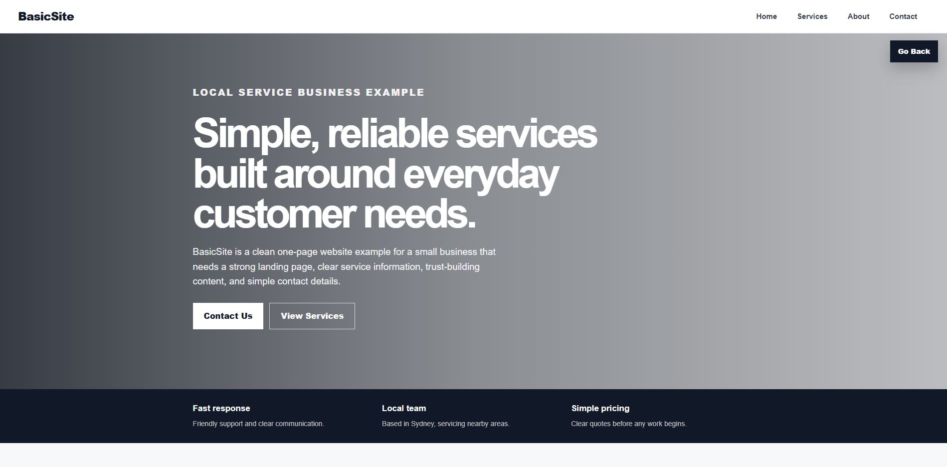 BasicSite sample website preview
