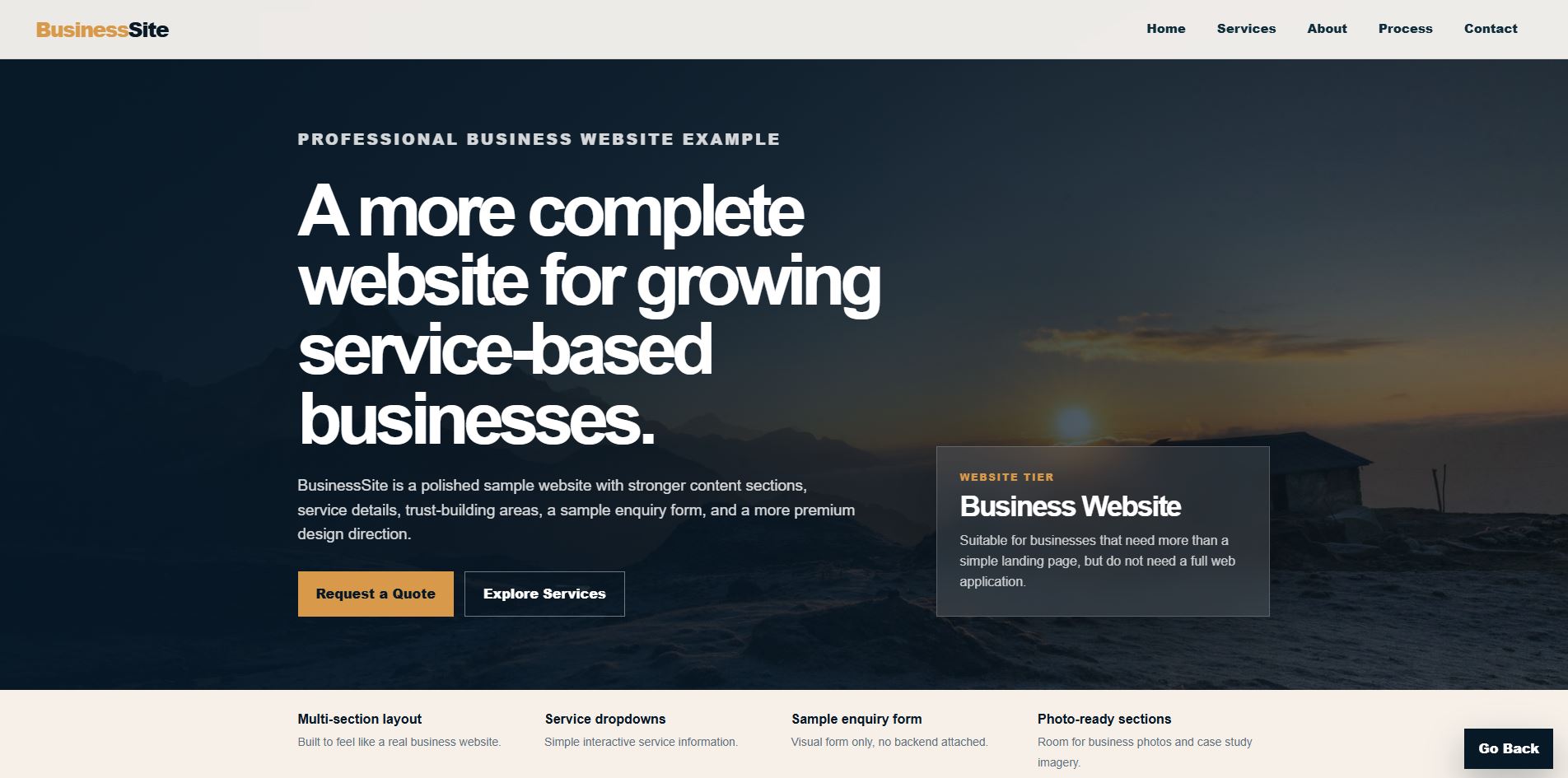 BusinessSite sample website preview